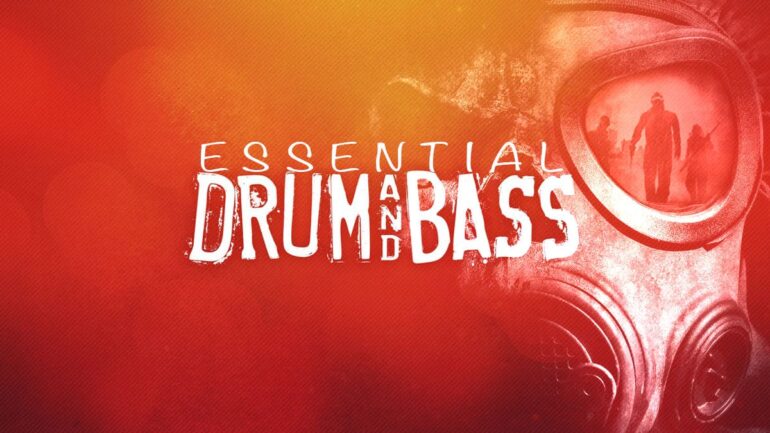 Essential Drum And Bass header featuring a man in gas mask