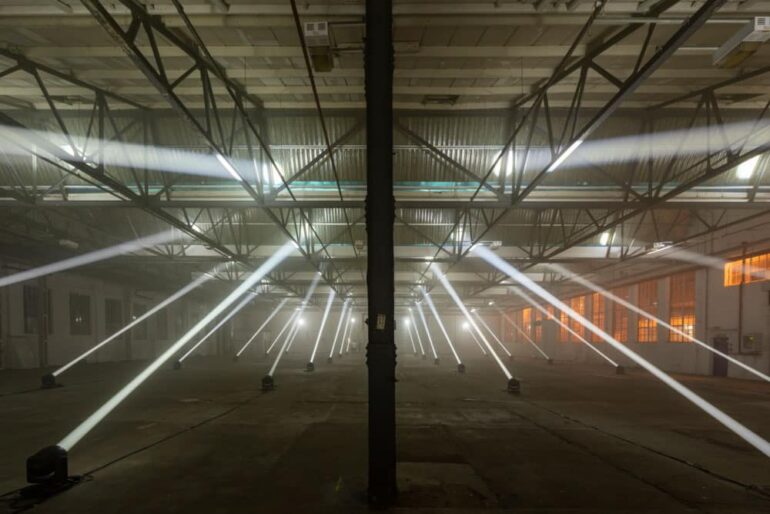 Ligting inside Londons new dance venue The Beams Canning town