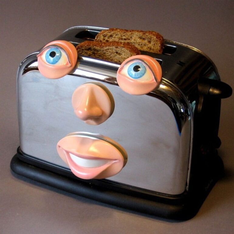AI Is Coming an image of a toaster with a funny face put on it