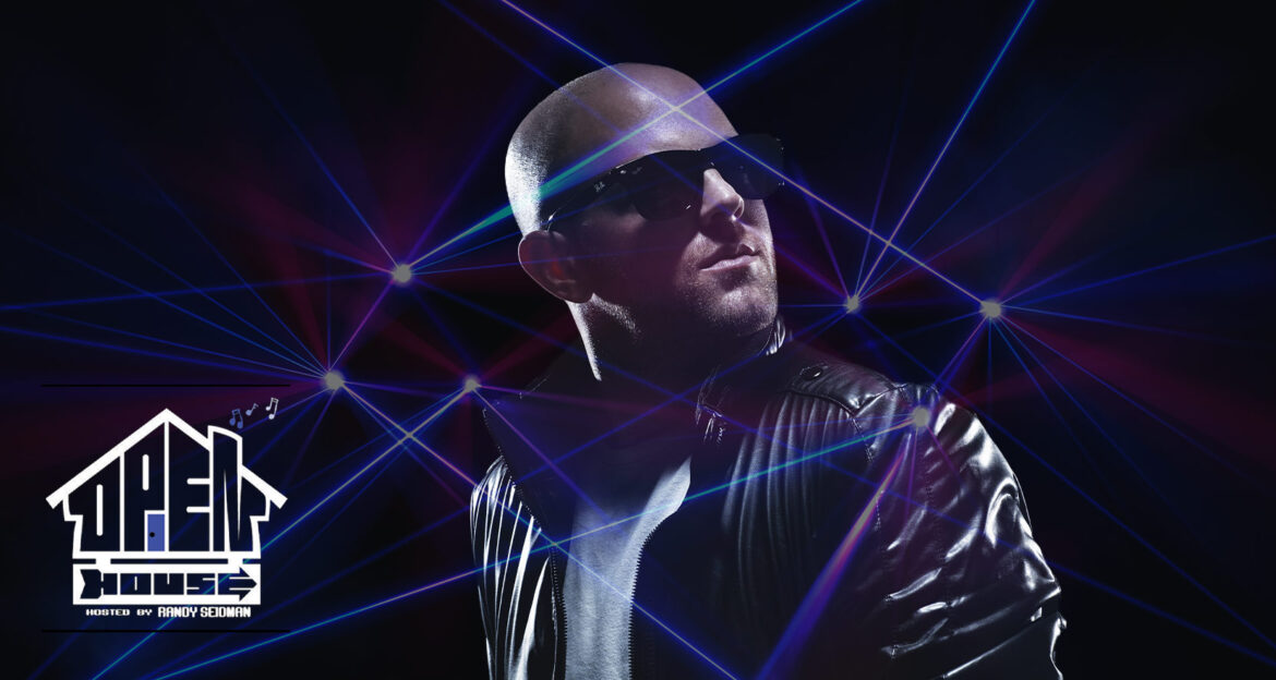 cool dj in nightclub with lasers
