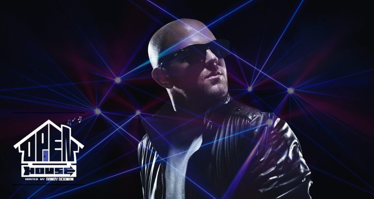 cool dj in nightclub with lasers