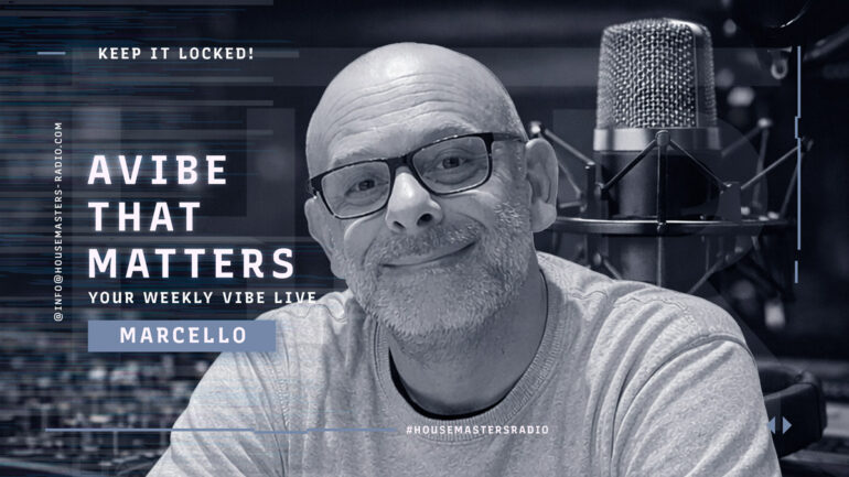 A Vibe That Matters Radio Show banner showing dj marcello Nisco sat in front of the best dj equipment